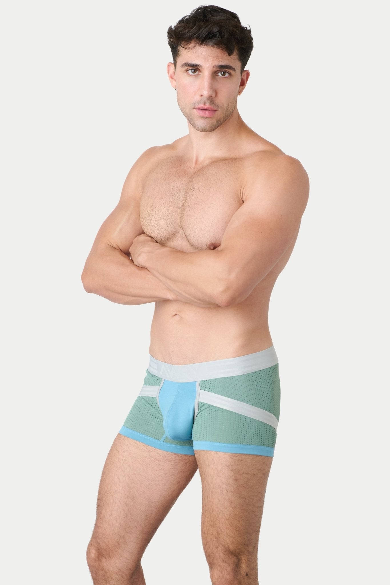 Awry Lift Trunk Sea Foam - breathable 4-way stretch mesh fabric detail, rear view