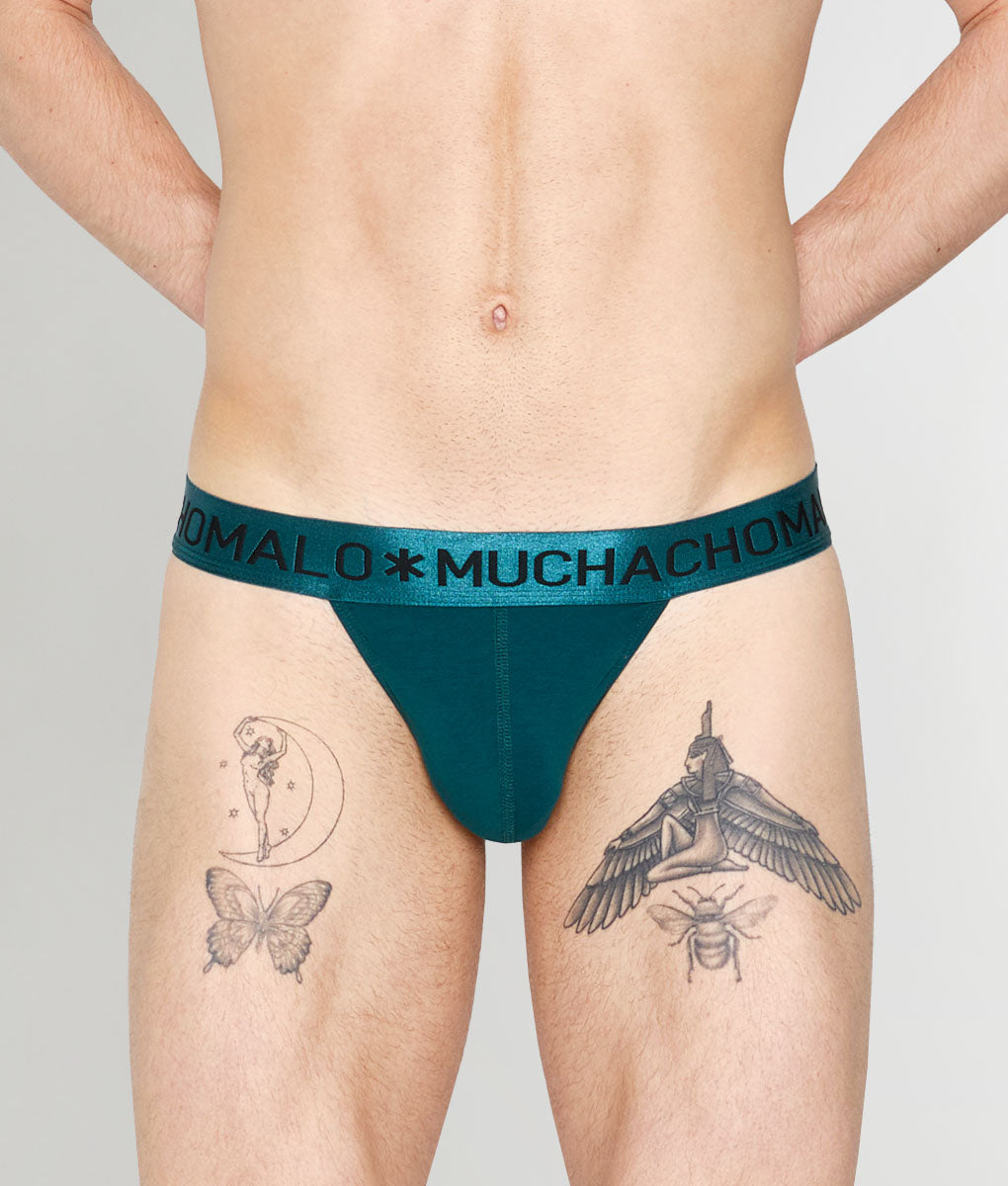 Muchachomalo Pink Cockatoo Solid Thong Deep-teal