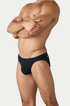 AWRY Oasis Contour Swim Brief Black - mens swim briefs side profile