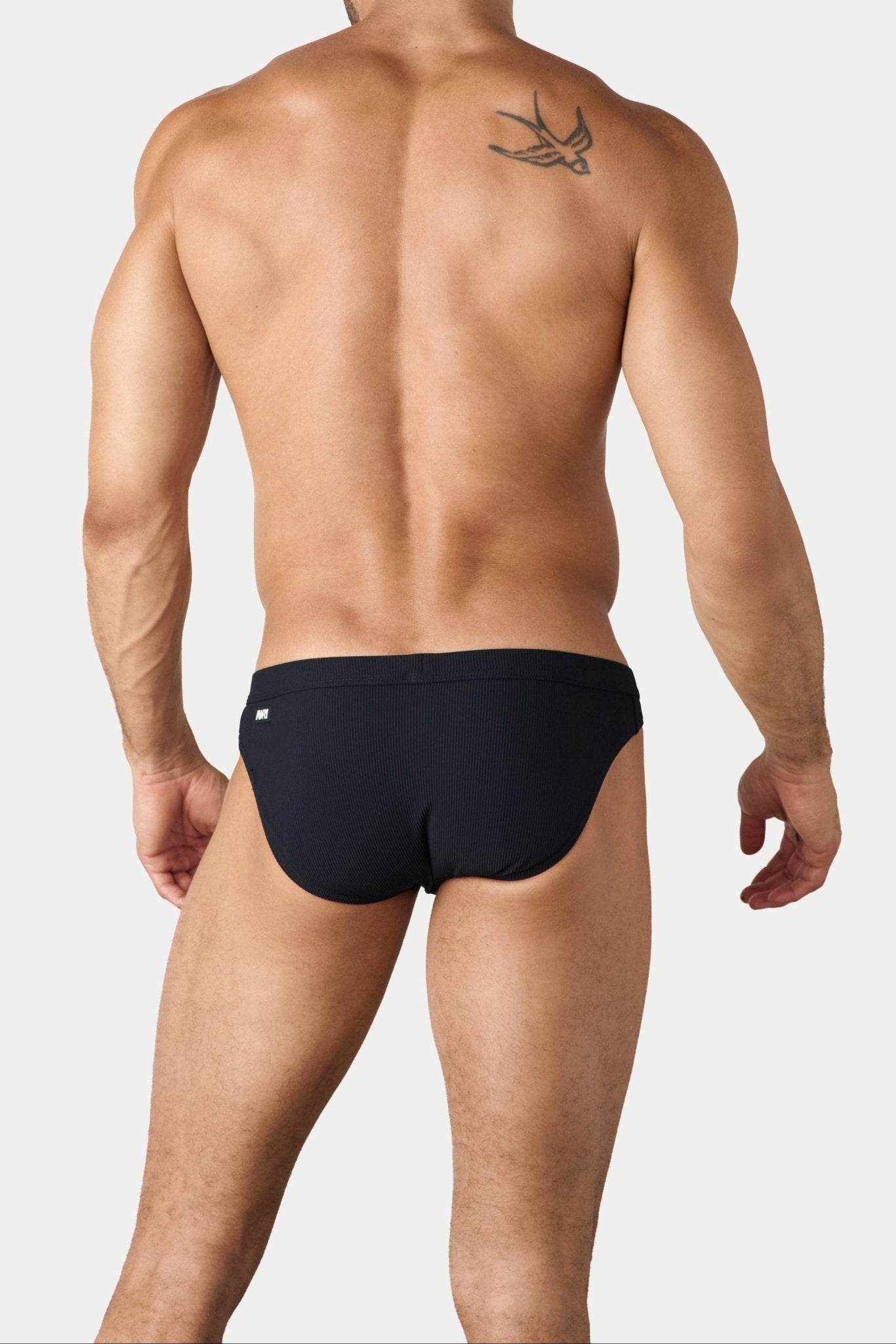 AWRY Oasis Contour Swim Brief Black - mens swim briefs back view