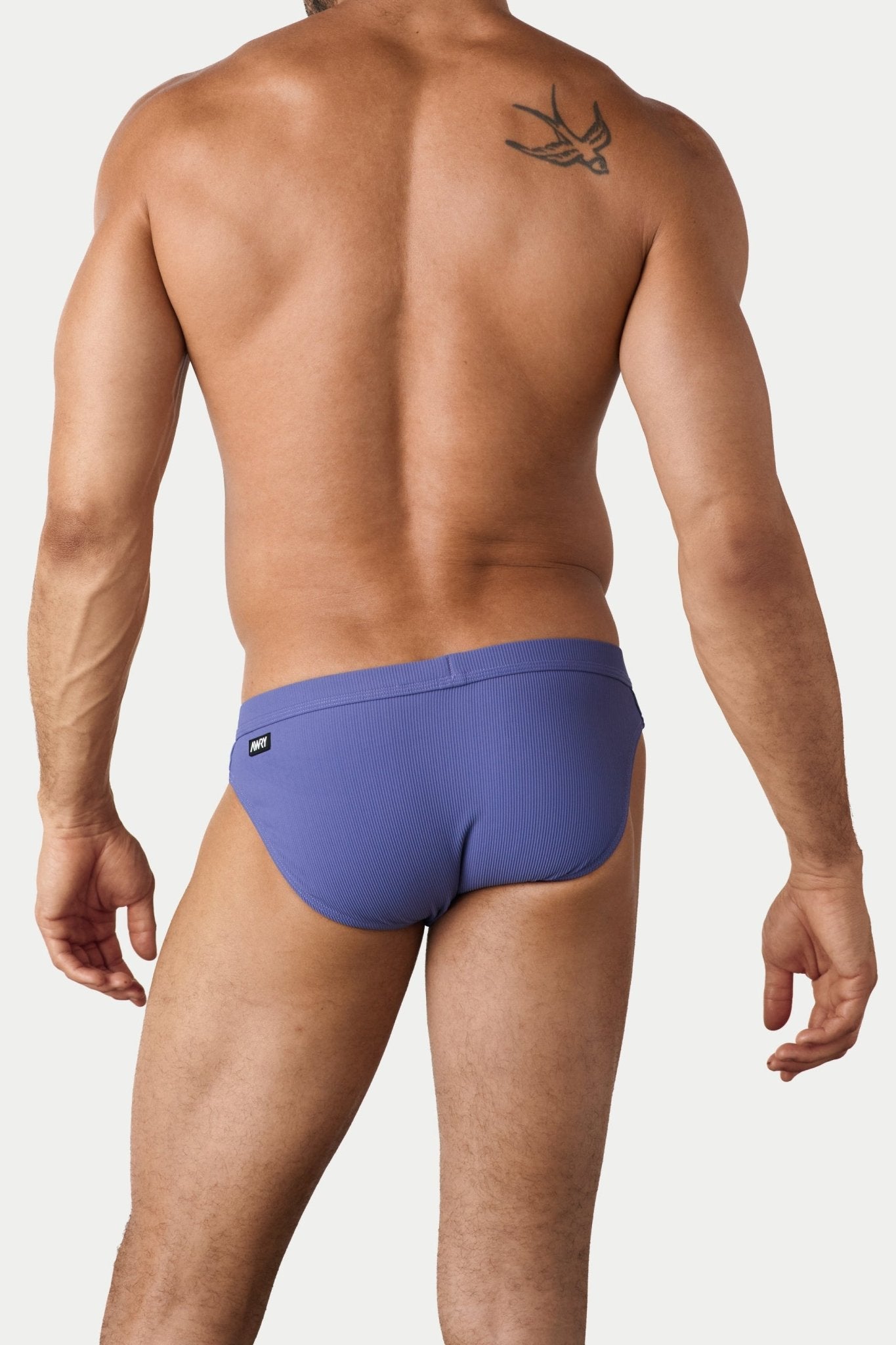 AWRY Oasis Contour Swim Brief Lavender - mens swim briefs back view