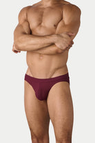AWRY Oasis Contour Swim Brief Maroon - mens swim briefs front view