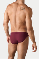 AWRY Oasis Contour Swim Brief Maroon - mens swim briefs back view