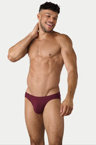 AWRY Oasis Contour Swim Brief Maroon - men's swim brief waistband detail