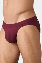 AWRY Oasis Contour Swim Brief Maroon - men's swim brief side profile