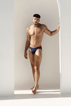AWRY Oasis Contour Swim Brief Navy - men's swim brief pouch detail