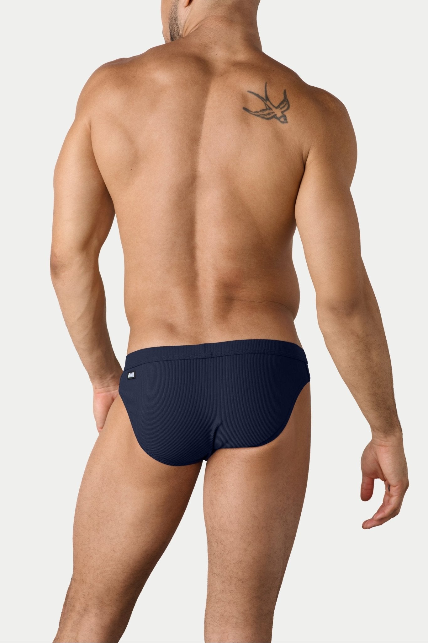 AWRY Oasis Contour Swim Brief Navy - mens swim briefs back view