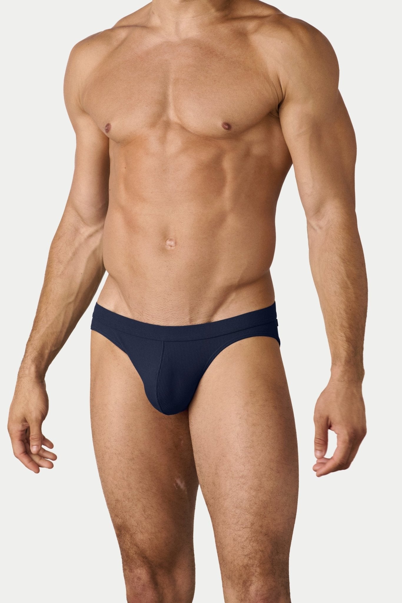 AWRY Oasis Contour Swim Brief Navy - men's swim brief waistband detail