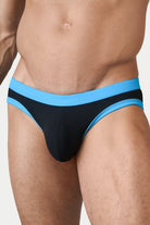AWRY Oasis Contrast Swim Briefs Black & Aqua - men's swim brief waistband detail