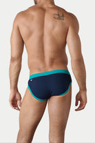AWRY Oasis Contrast Swim Briefs Navy & Teal - mens swim briefs back view