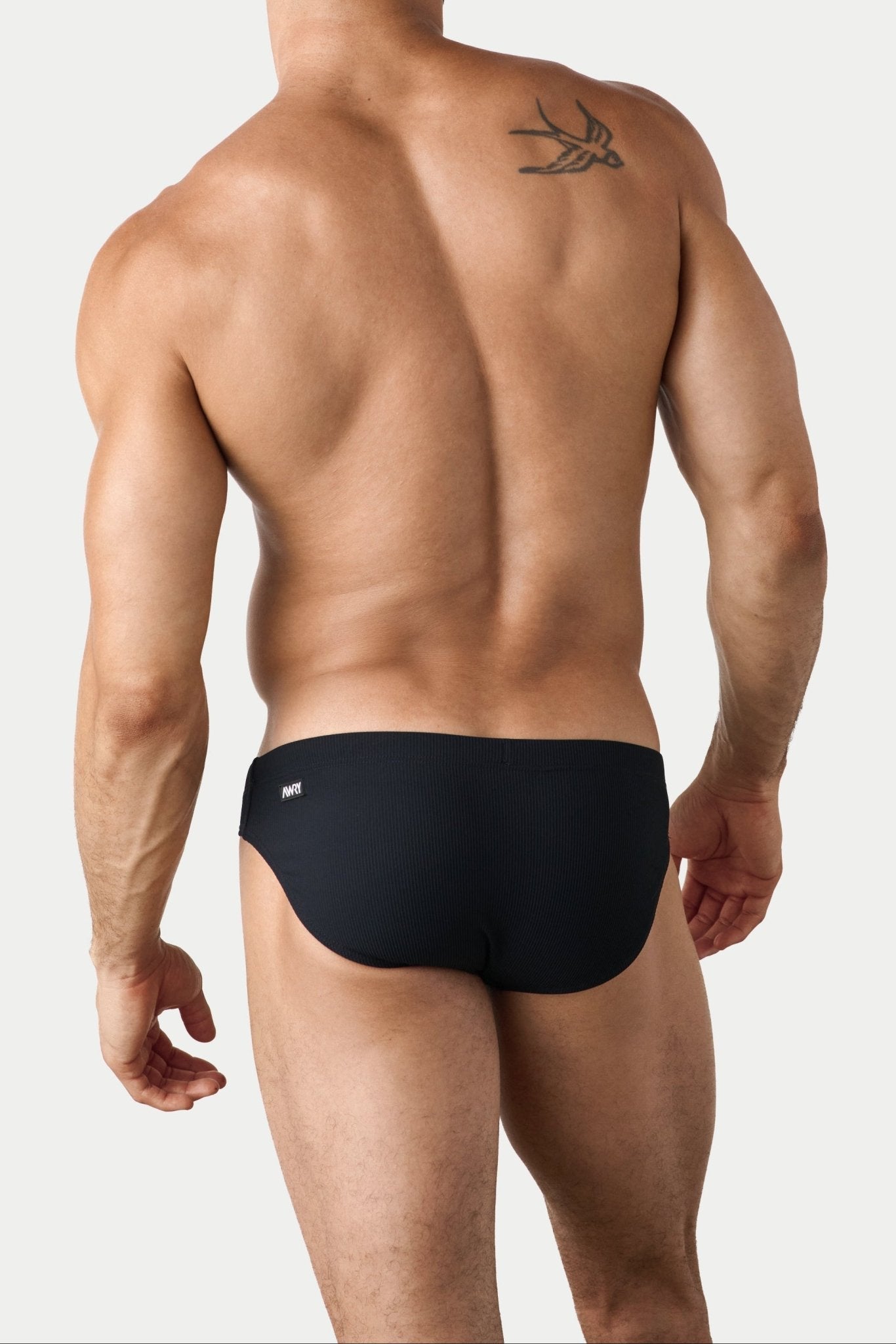 AWRY Oasis Swim Briefs Black - mens swim briefs back view