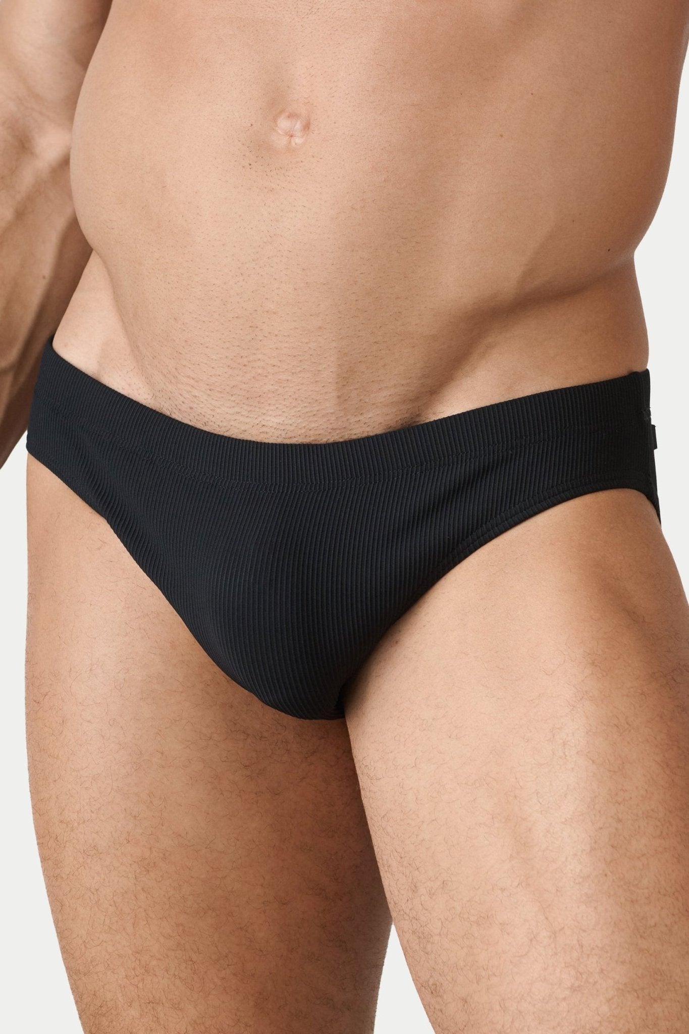 AWRY Oasis Swim Briefs Black - men's swim brief waistband detail