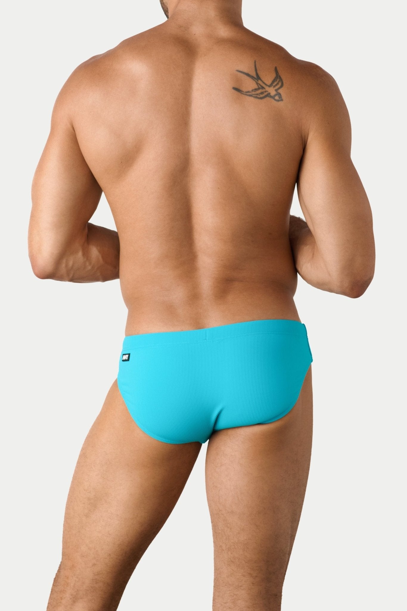 AWRY Oasis Swim Briefs Cyan - mens swim briefs back view
