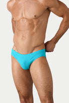 AWRY Oasis Swim Briefs Cyan - mens swim briefs side profile