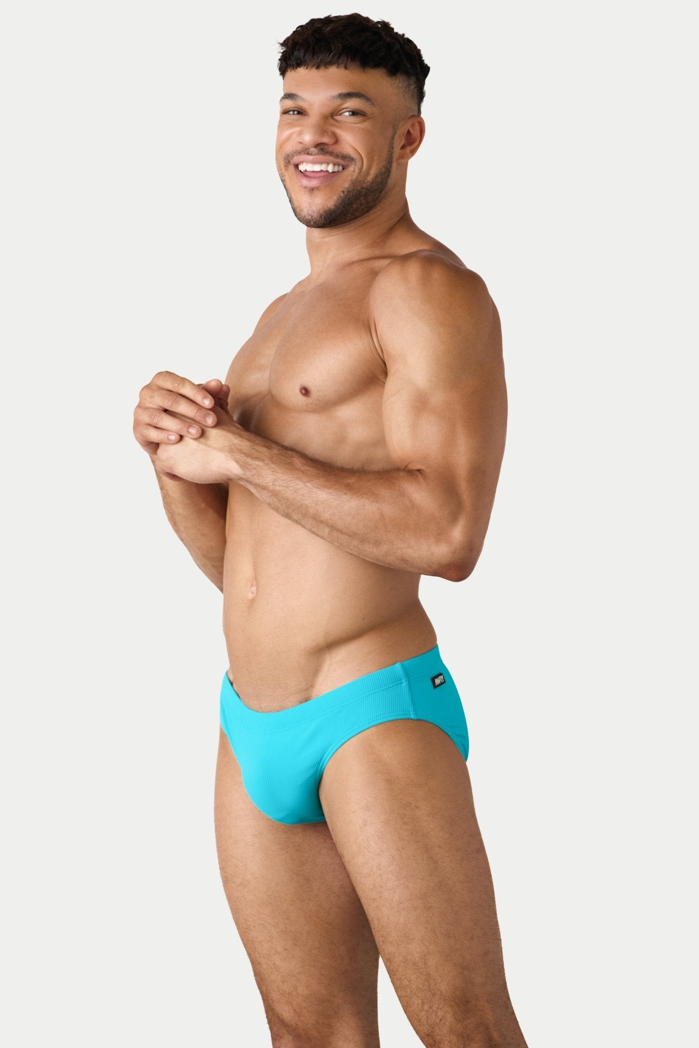 AWRY Oasis Swim Briefs Cyan - men's swim brief full body