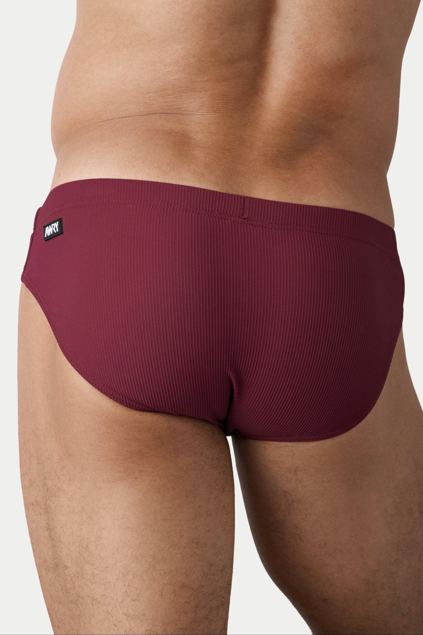 AWRY Oasis Swim Briefs Maroon - mens swim briefs back view
