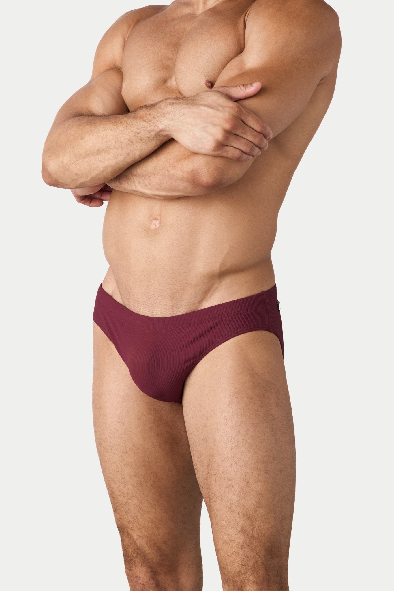 AWRY Oasis Swim Briefs Maroon - men's swim brief side profile