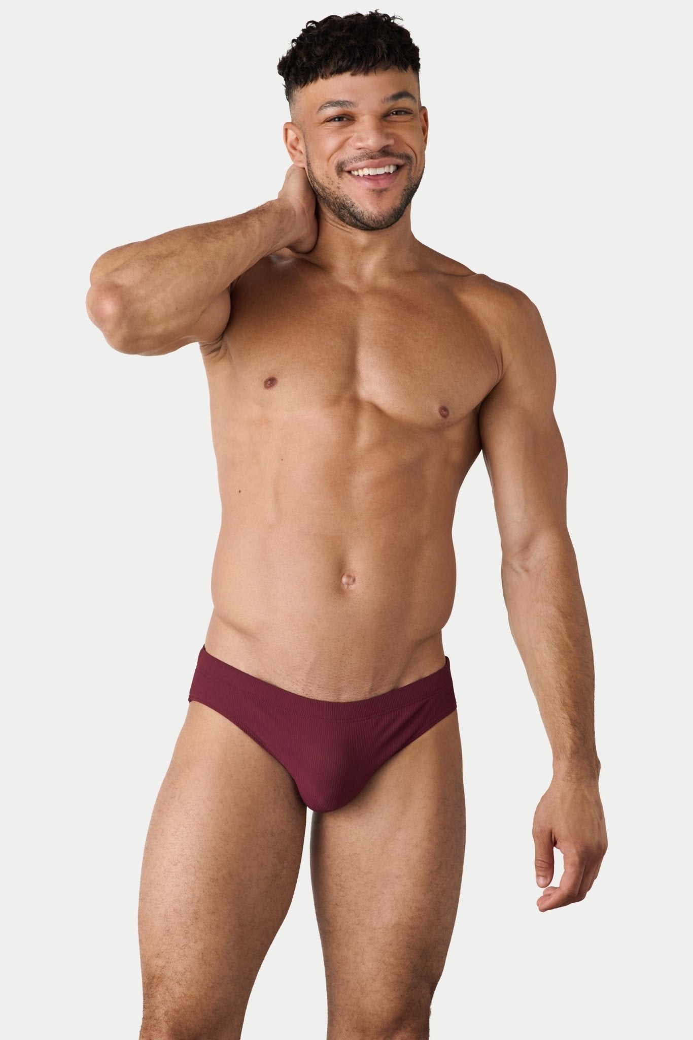 AWRY Oasis Swim Briefs Maroon - mens swim briefs front view