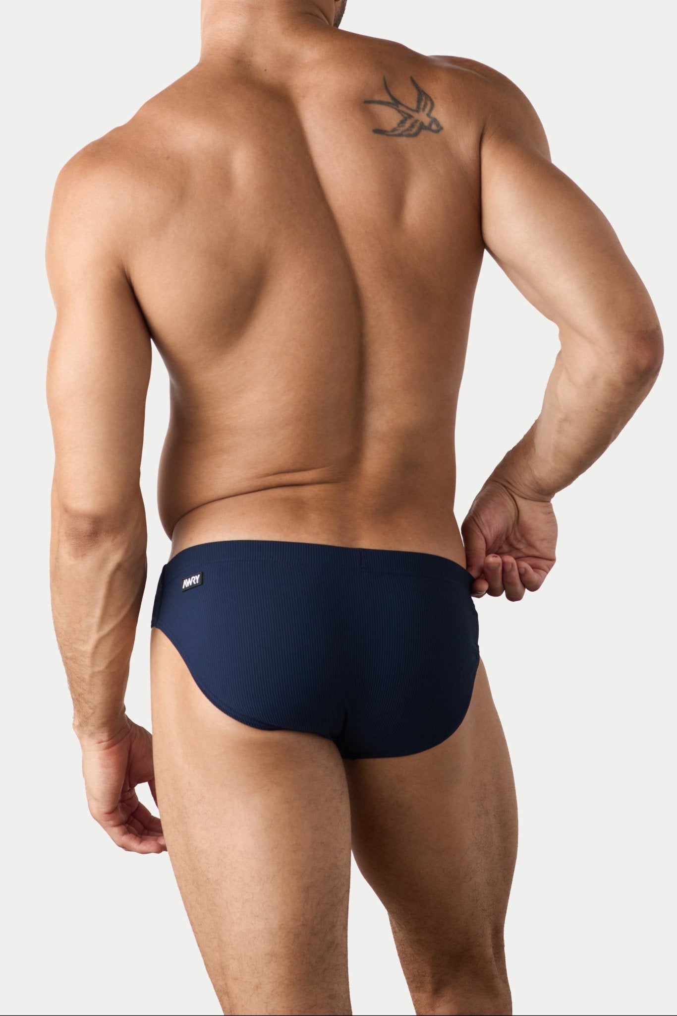AWRY Oasis Swim Briefs Navy - mens swim briefs back view