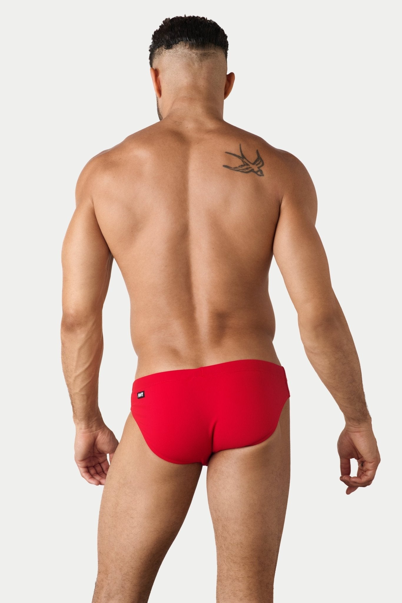 AWRY Oasis Swim Briefs Red - mens swim briefs back view