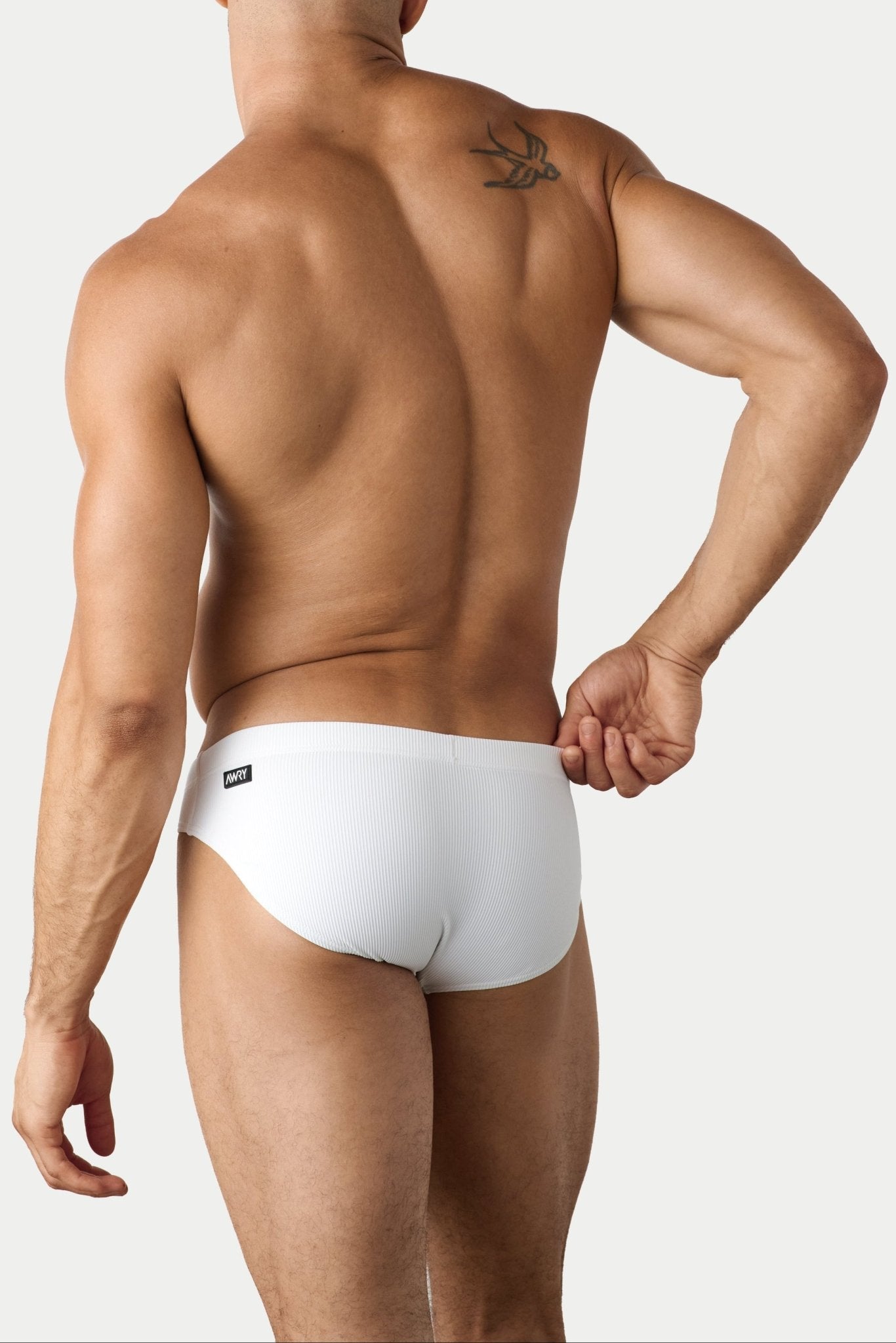 AWRY Oasis Swim Briefs White - mens swim briefs back view