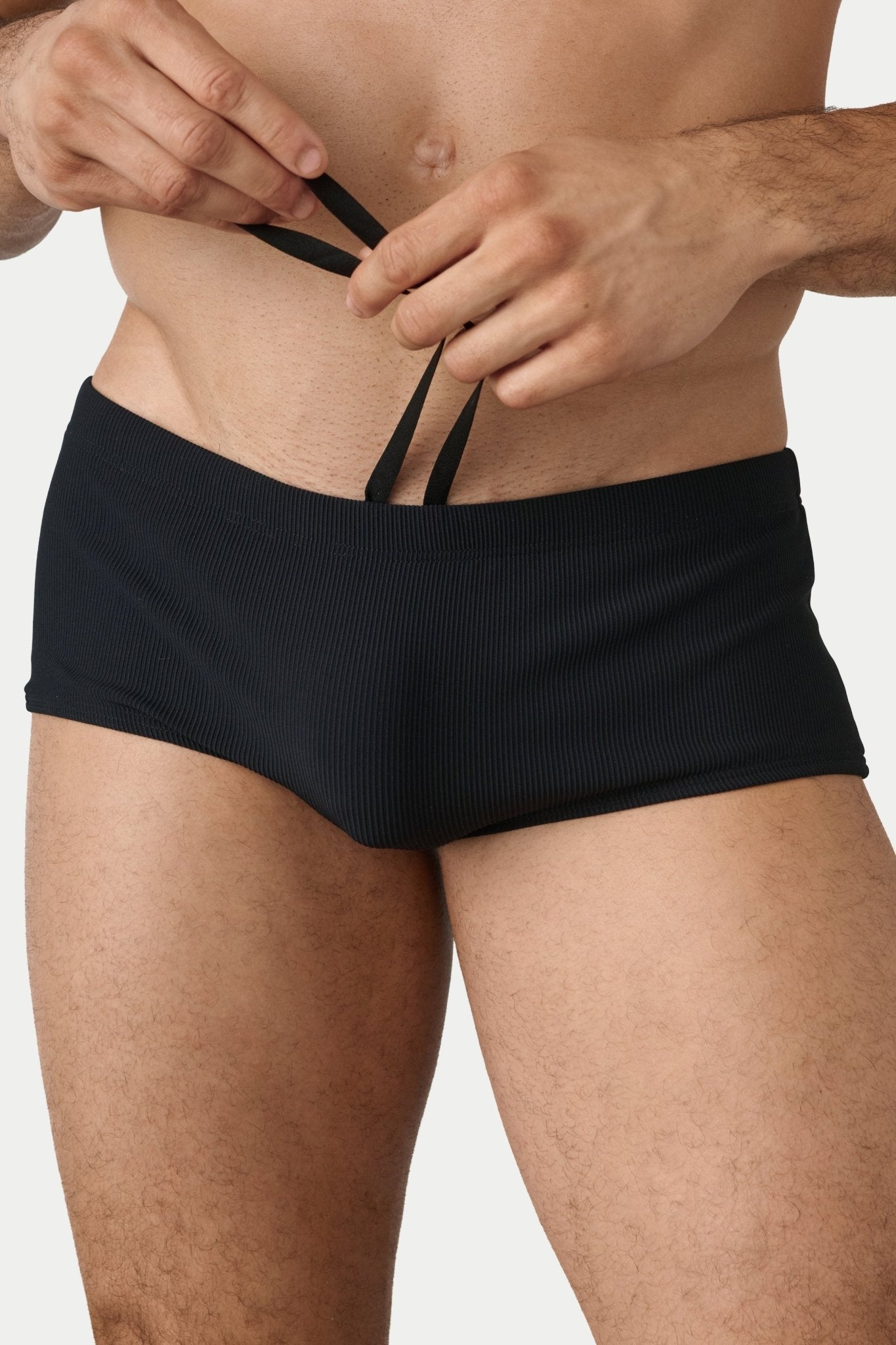 AWRY Oasis Swim Sunga Black - men's swim sunga waistband detail