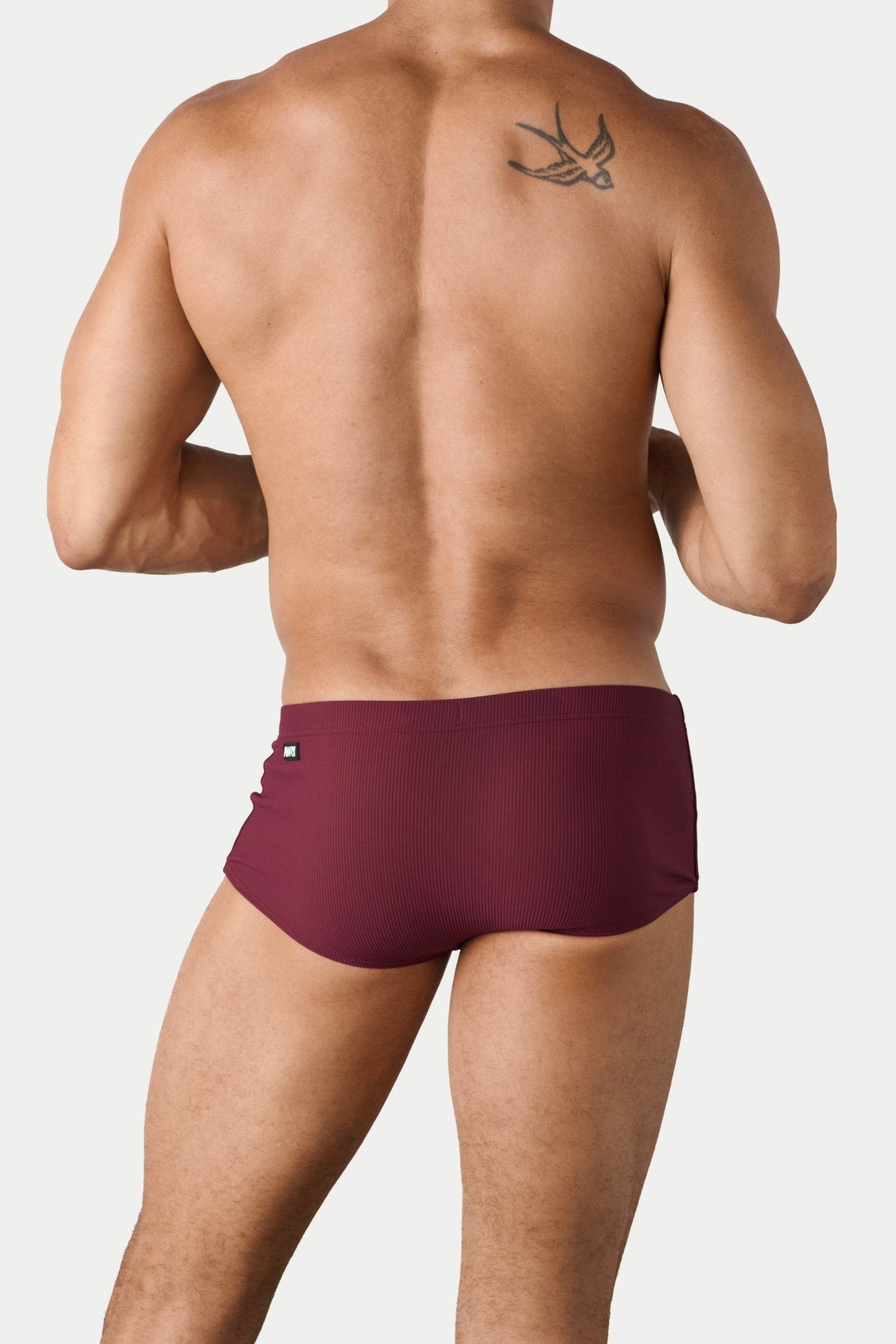 AWRY Oasis Swim Sunga Maroon - mens swim sungas back view