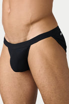 AWRY Oasis Swim Tanga Black - men's swim brief liner close-up