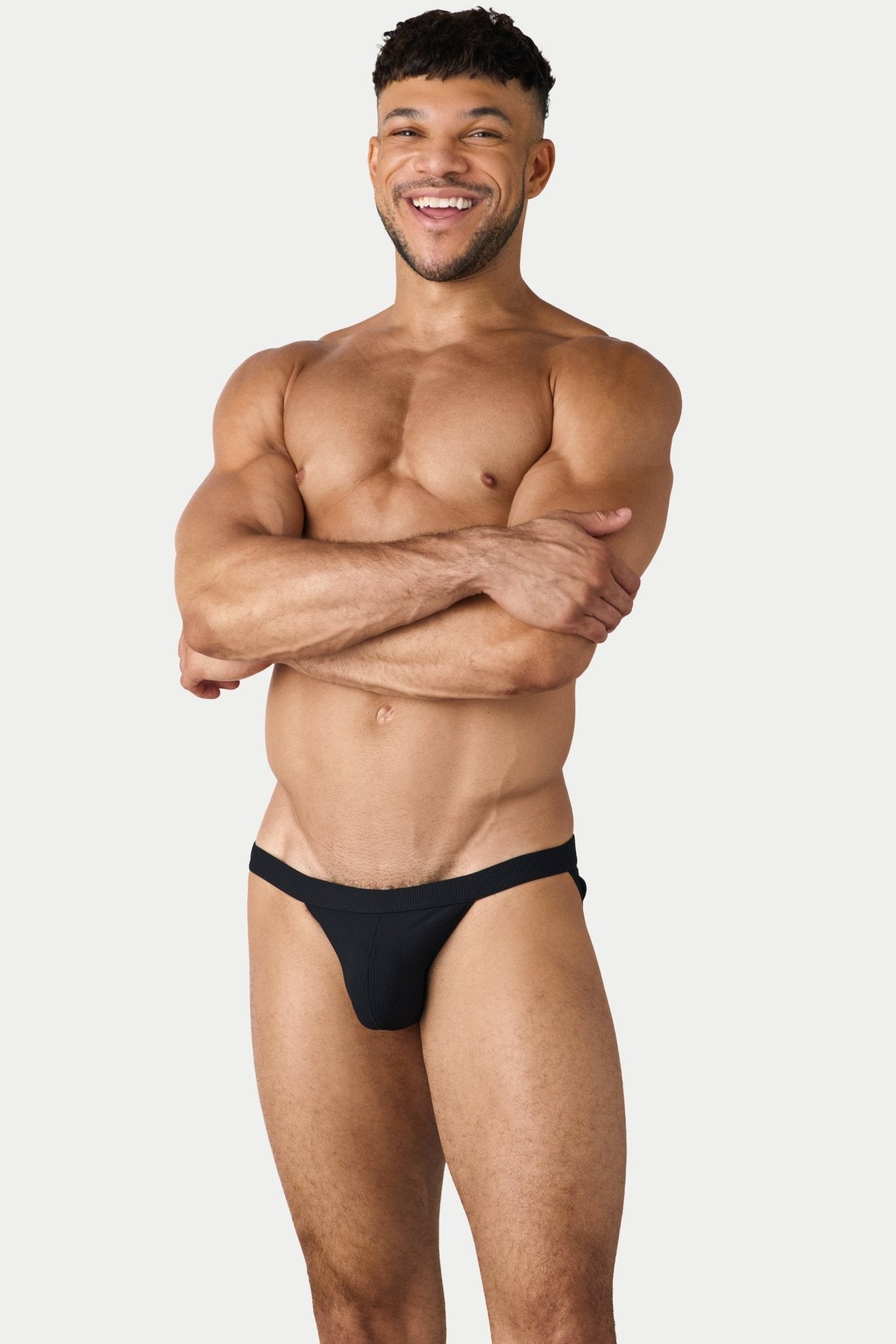 AWRY Oasis Swim Tanga Black - mens swim briefs front view