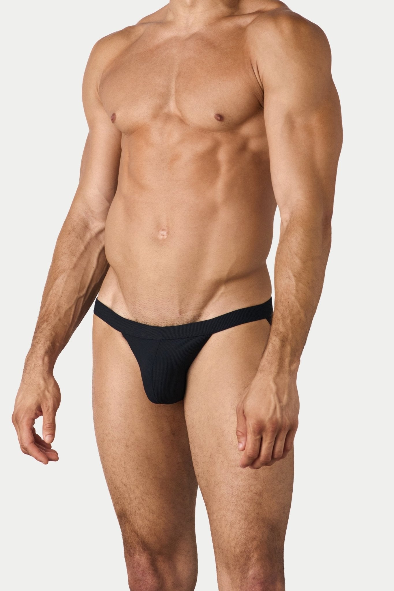 AWRY Oasis Swim Tanga Black - mens swim briefs side profile