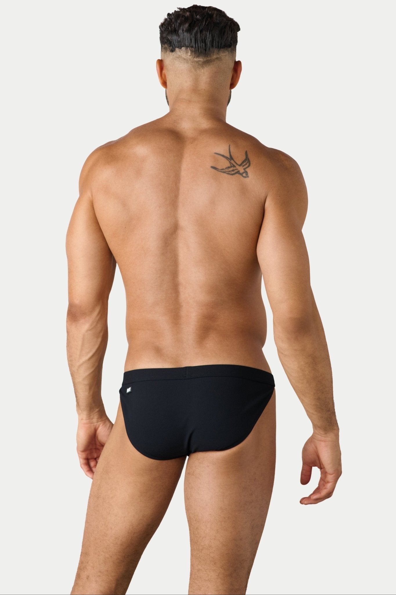 AWRY Oasis Swim Tanga Black - mens swim briefs back view