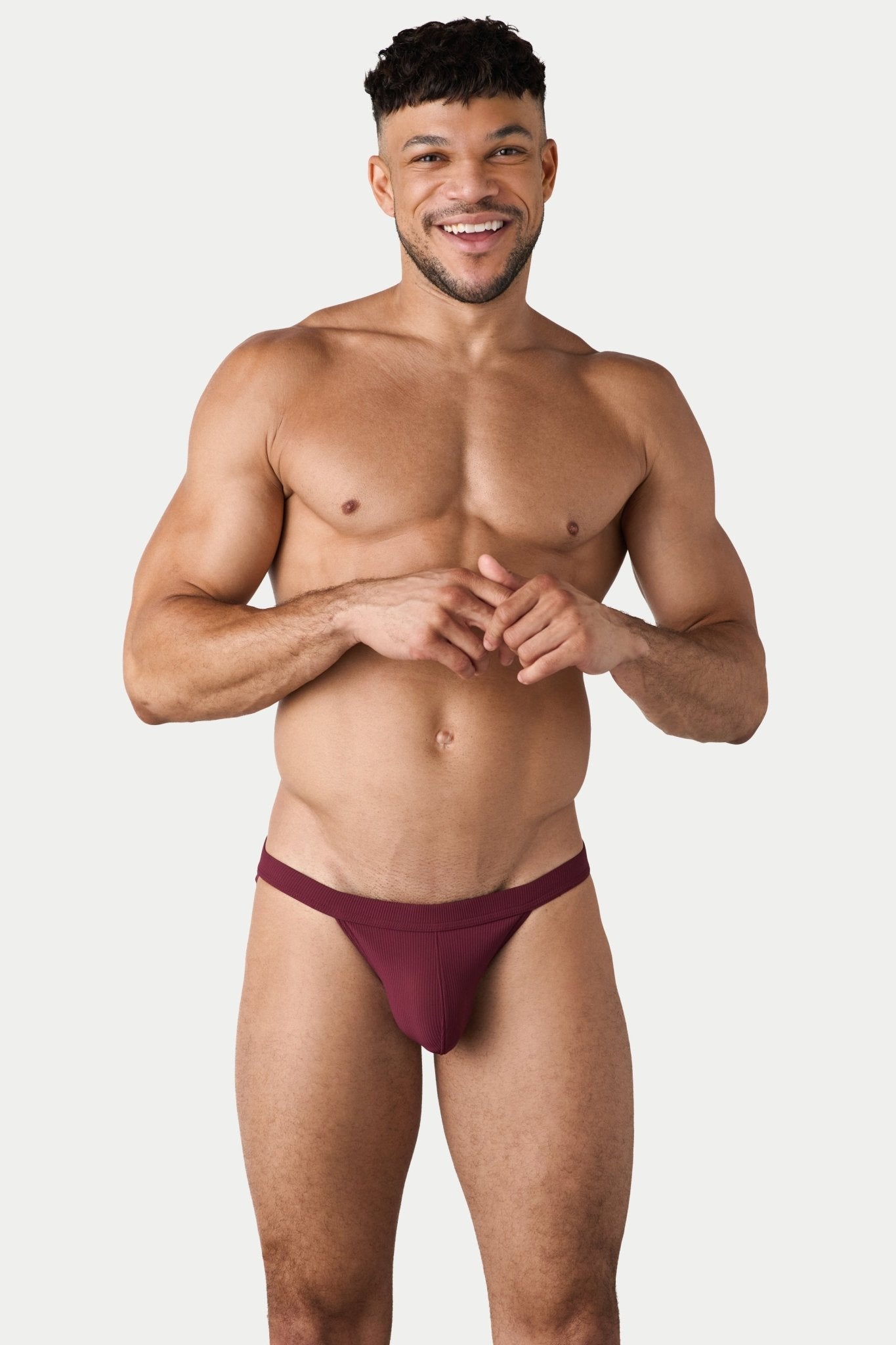 AWRY Oasis Swim Tanga Maroon - men's swim brief liner close-up