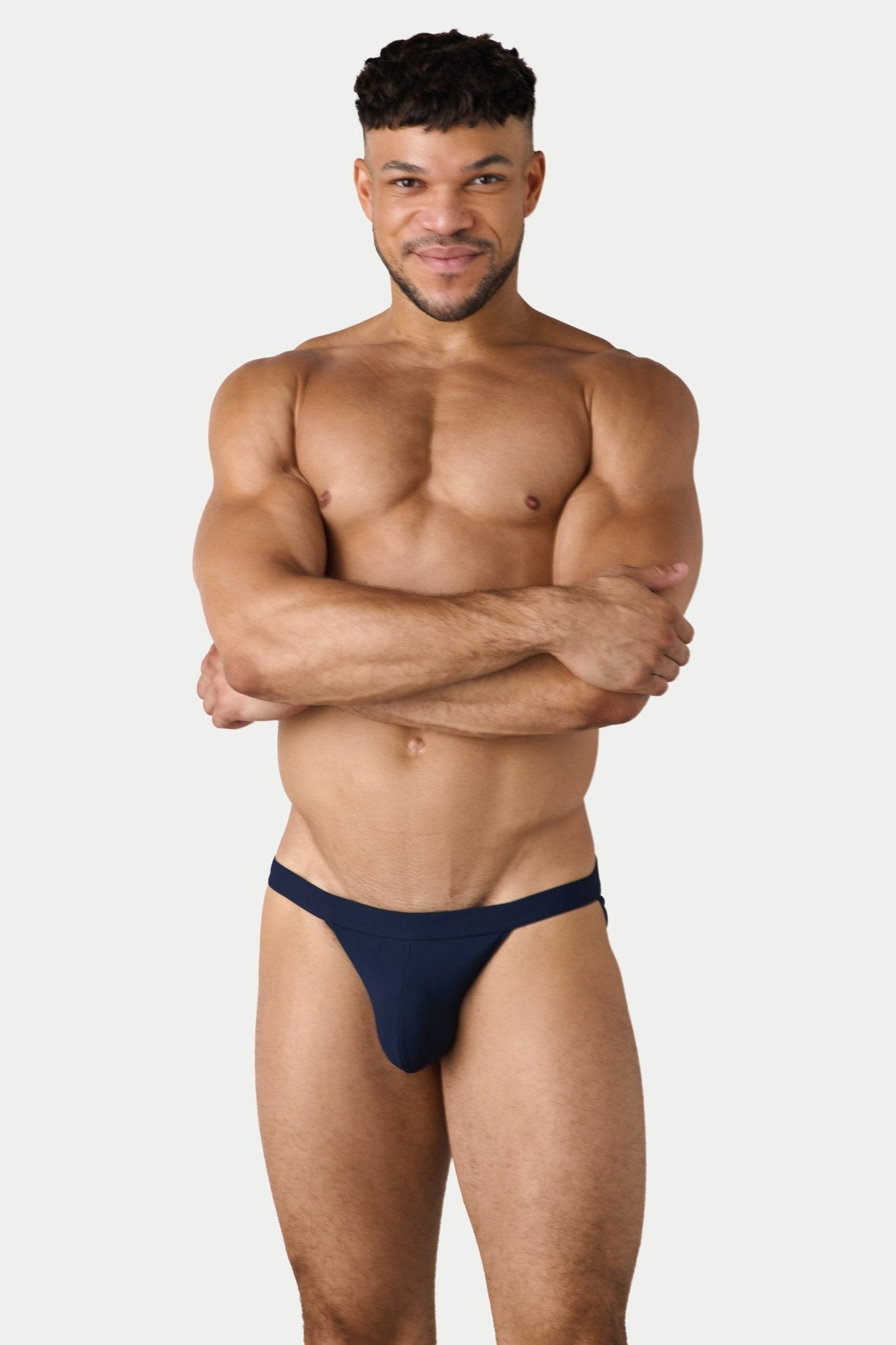 AWRY Oasis Swim Tanga Navy - men's swim brief liner close-up