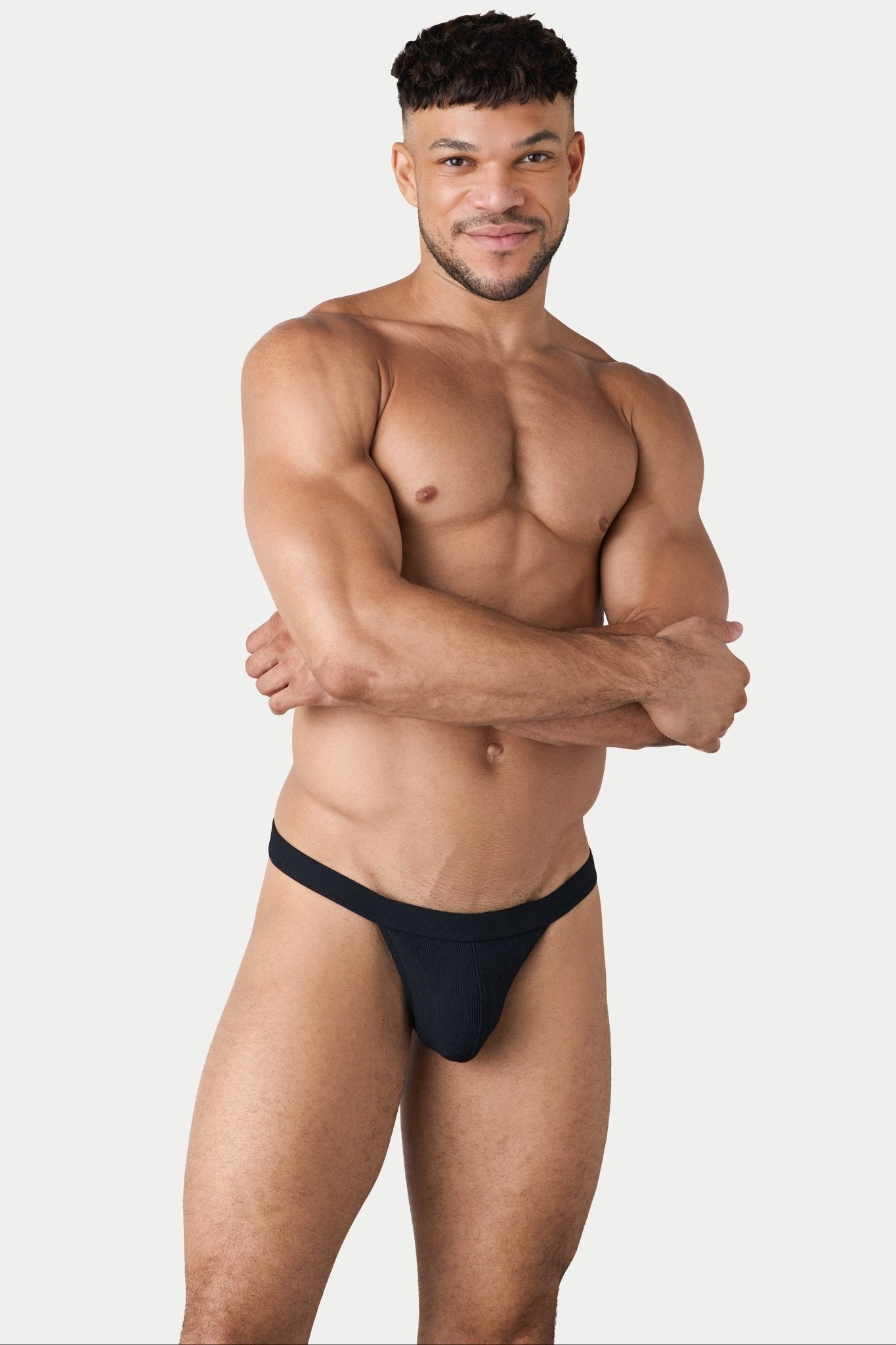 AWRY Oasis Swim Thong Black - mens swim thongs front view