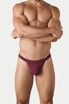 AWRY Oasis Swim Thong Maroon - men's swim thong fabric texture close-up