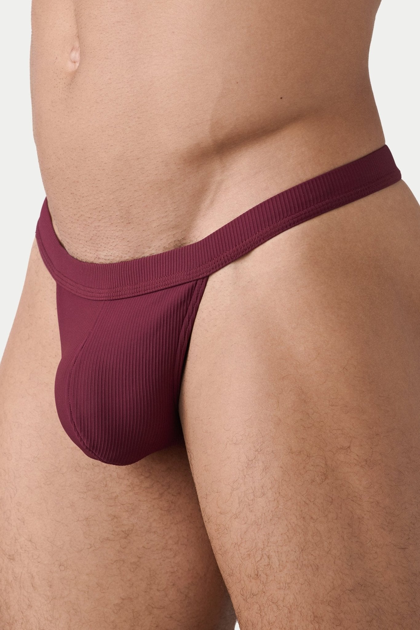 AWRY Oasis Swim Thong Maroon - men's swim thong waistband detail