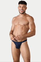 AWRY Oasis Swim Thong Navy - mens swim thongs front view