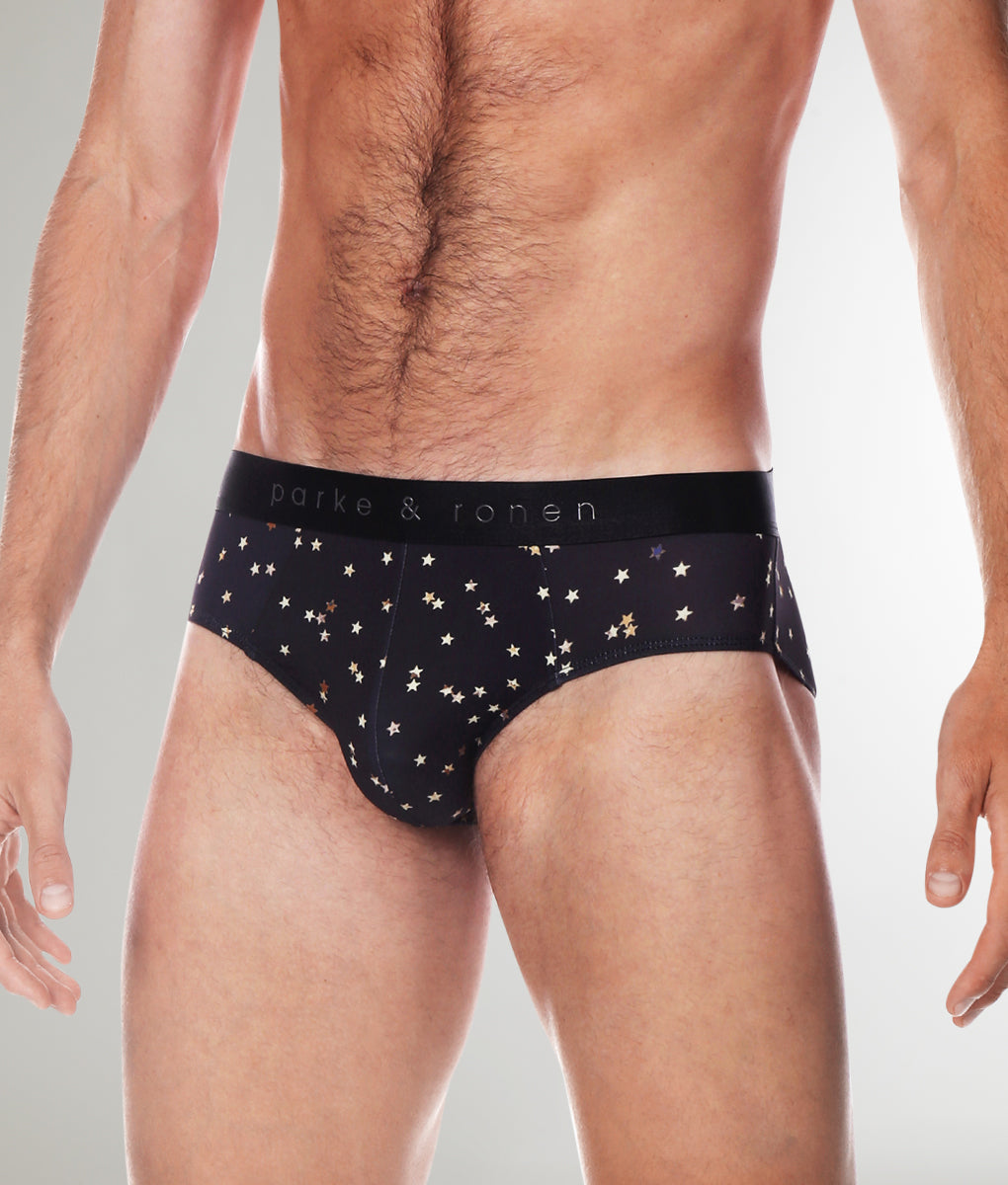 Parke & Ronen Printed Low-Rise Brief Black-galileo