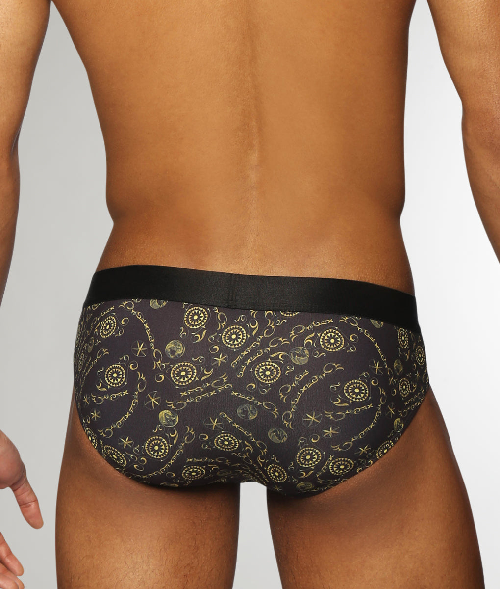 Parke & Ronen Printed Low-Rise Brief Roman-coins-black