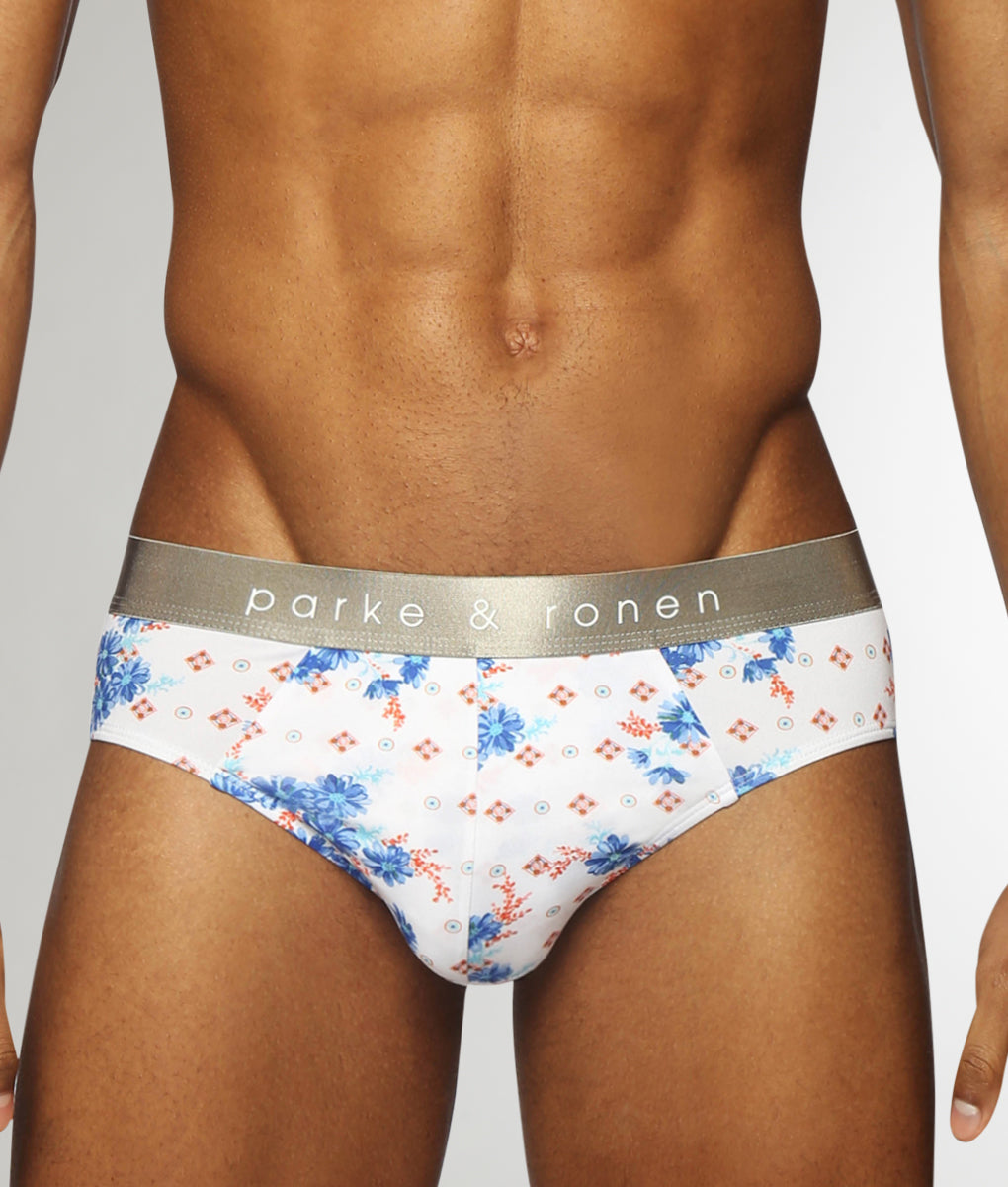 Parke & Ronen Printed Low-Rise Brief Posies-lapis