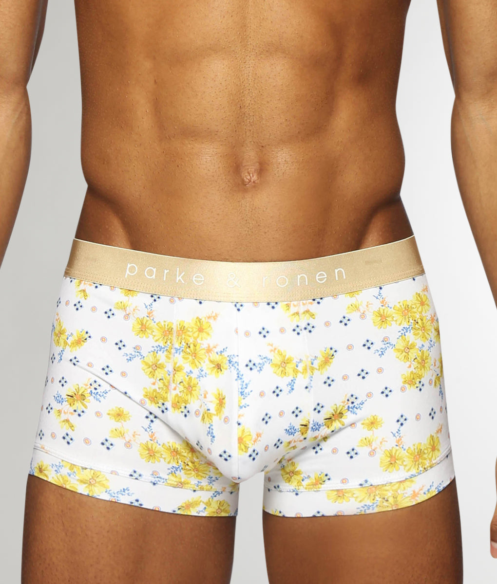 Parke & Ronen Printed Low-Rise Trunk Parke & Ronen Printed Low-Rise Trunk Posies-yellow