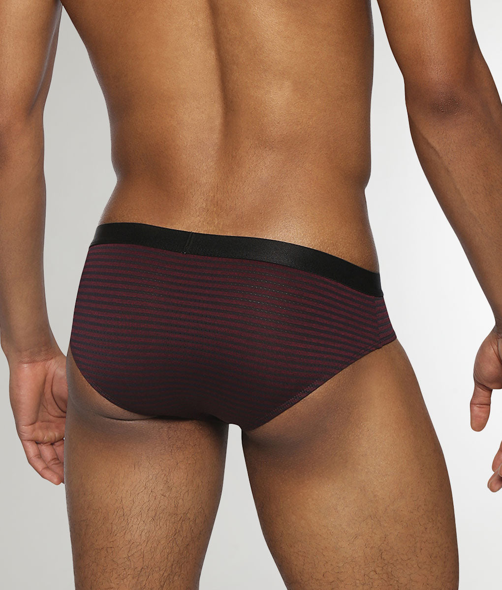 Parke & Ronen Vault Stripe Low-Rise Brief Burgundy