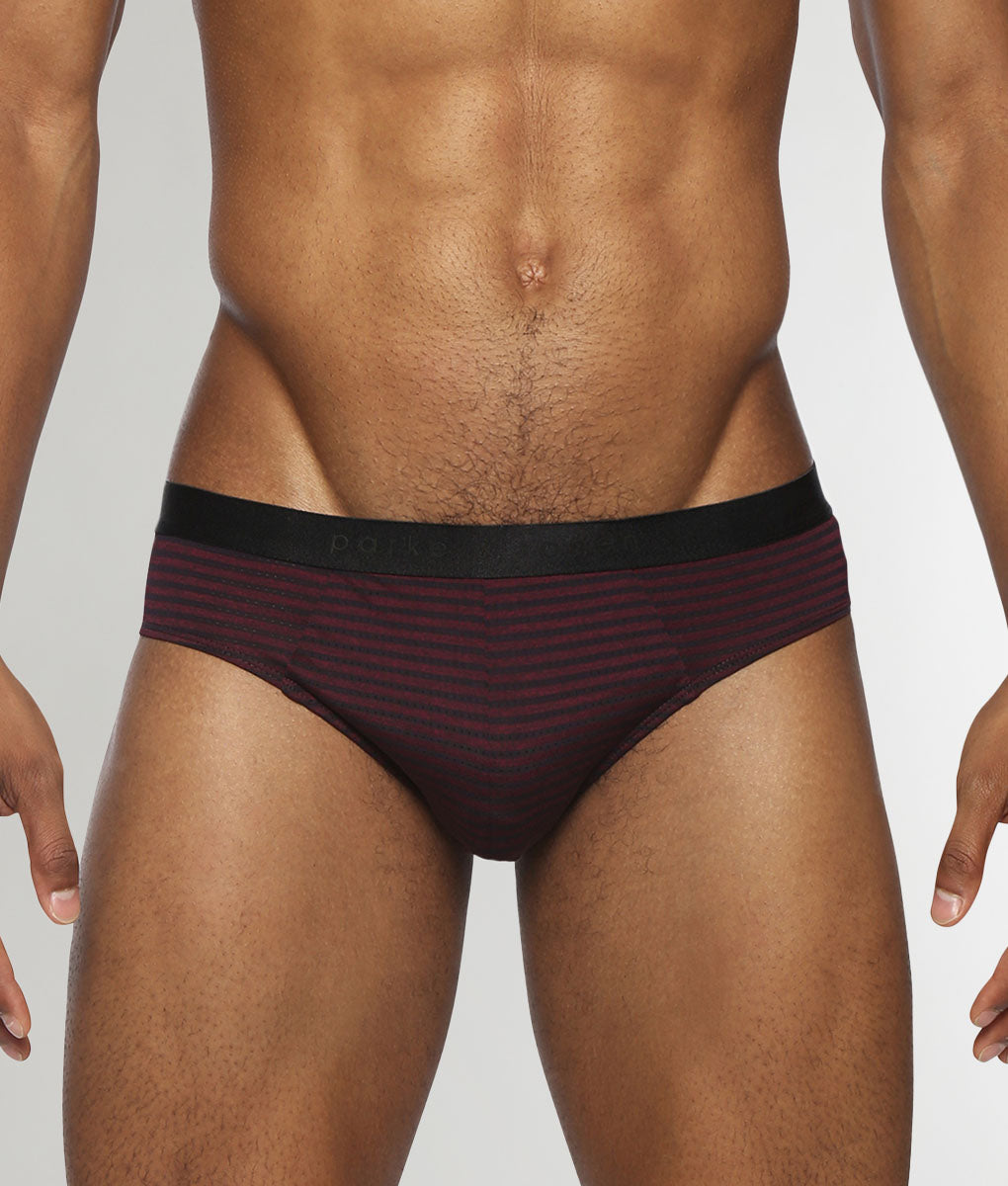 Parke & Ronen Vault Stripe Low-Rise Brief Burgundy