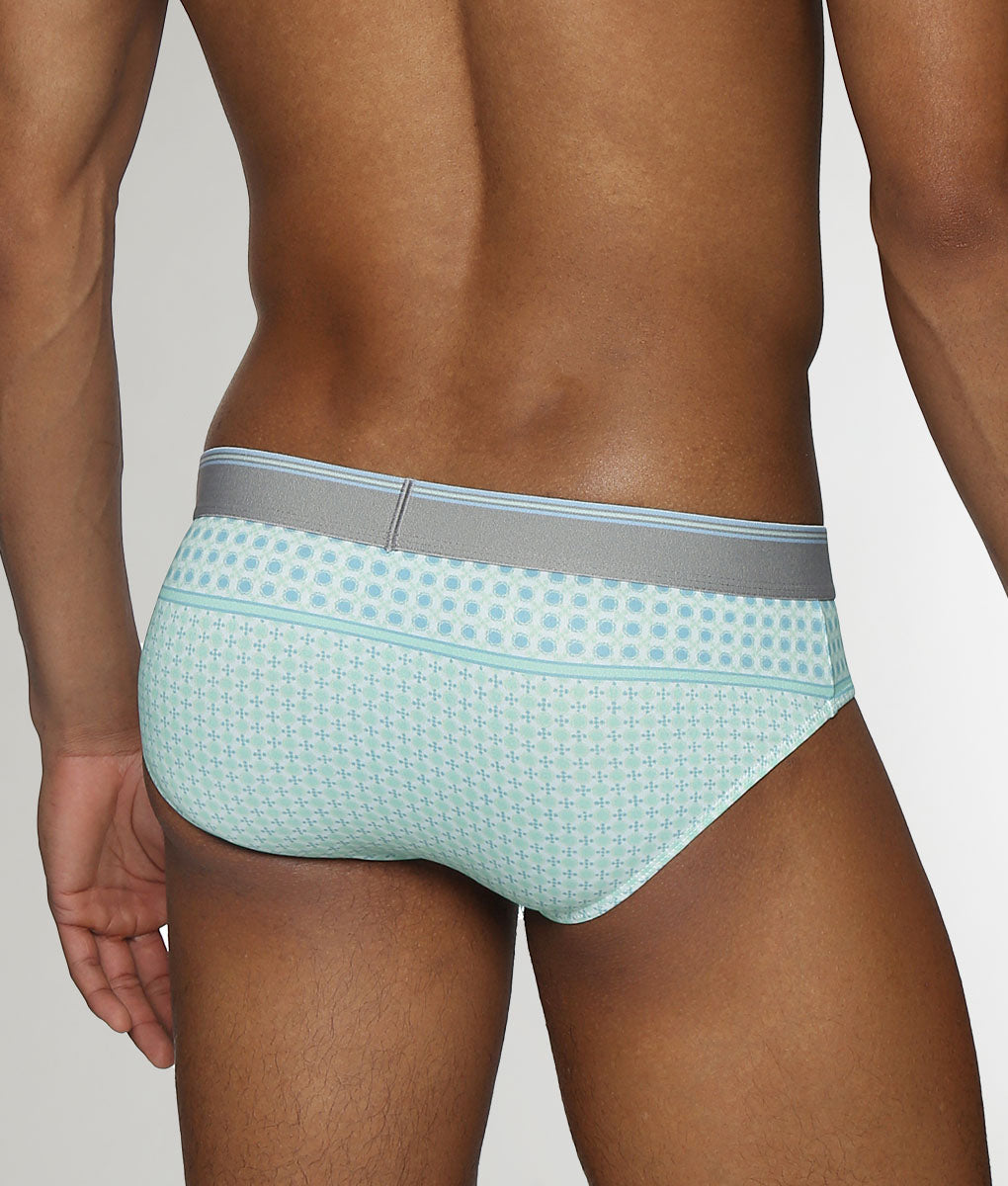 Parke & Ronen Lattice Printed Low-Rise Brief Aqua