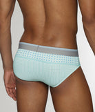 Parke & Ronen Lattice Printed Low-Rise Brief Aqua