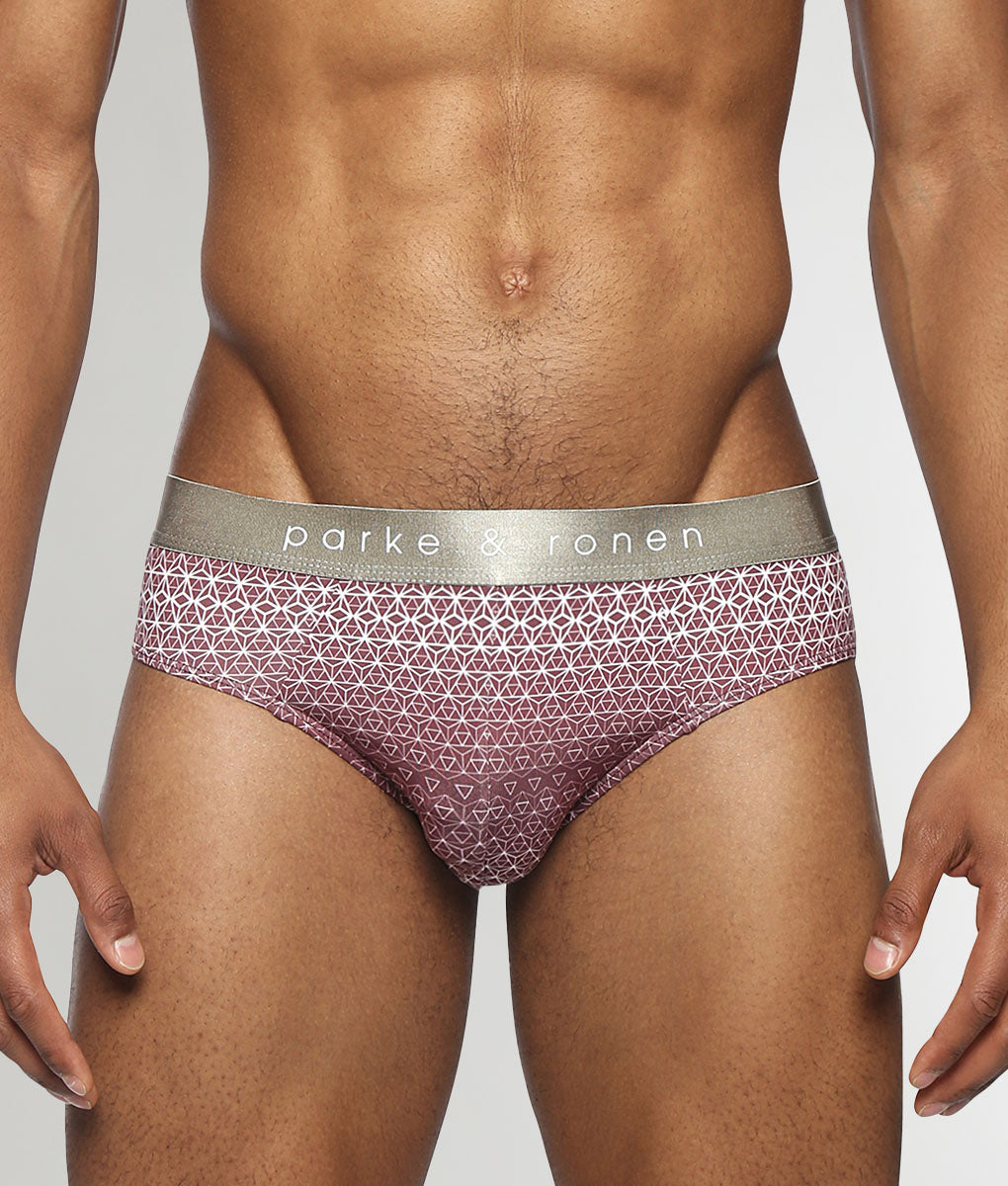 Parke & Ronen Horizon Printed Low Rise Brief Burgundy