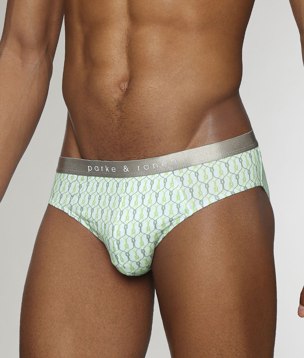 Parke & Ronen Sailors Knot Printed Low-Rise Brief Lime