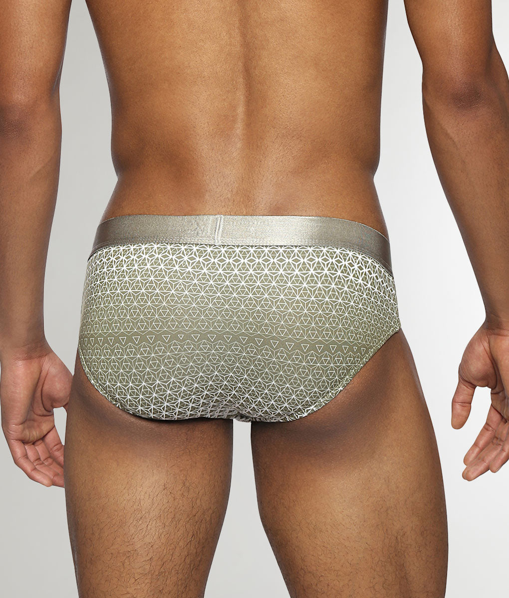 Parke & Ronen Horizon Printed Low Rise Brief Moss