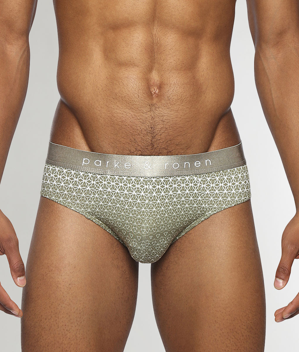 Parke & Ronen Horizon Printed Low Rise Brief Moss