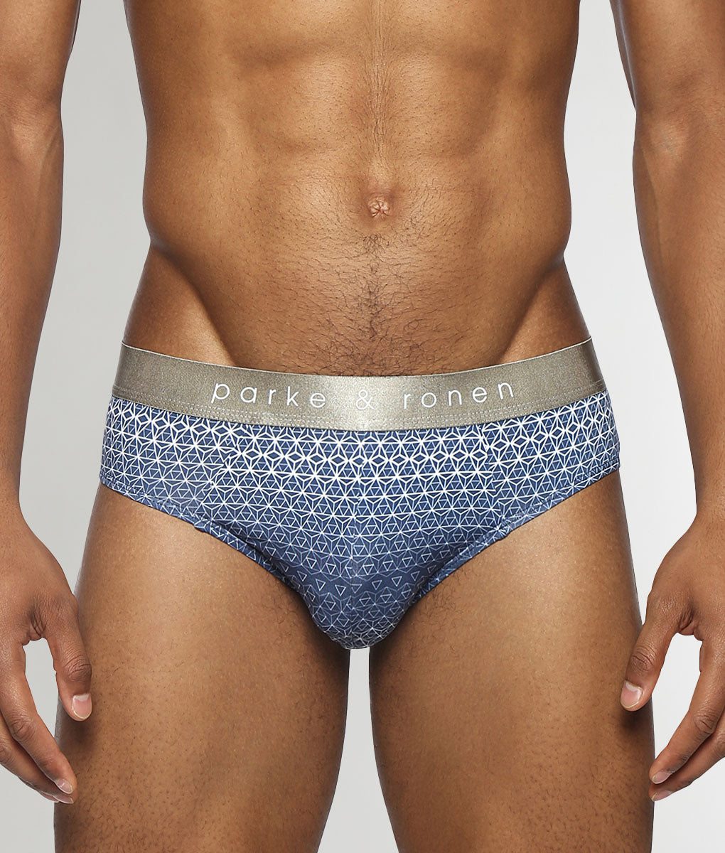 Parke & Ronen Horizon Printed Low Rise Brief Navy